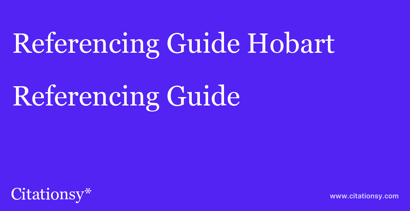 Referencing Guide: Hobart & William Smith Colleges